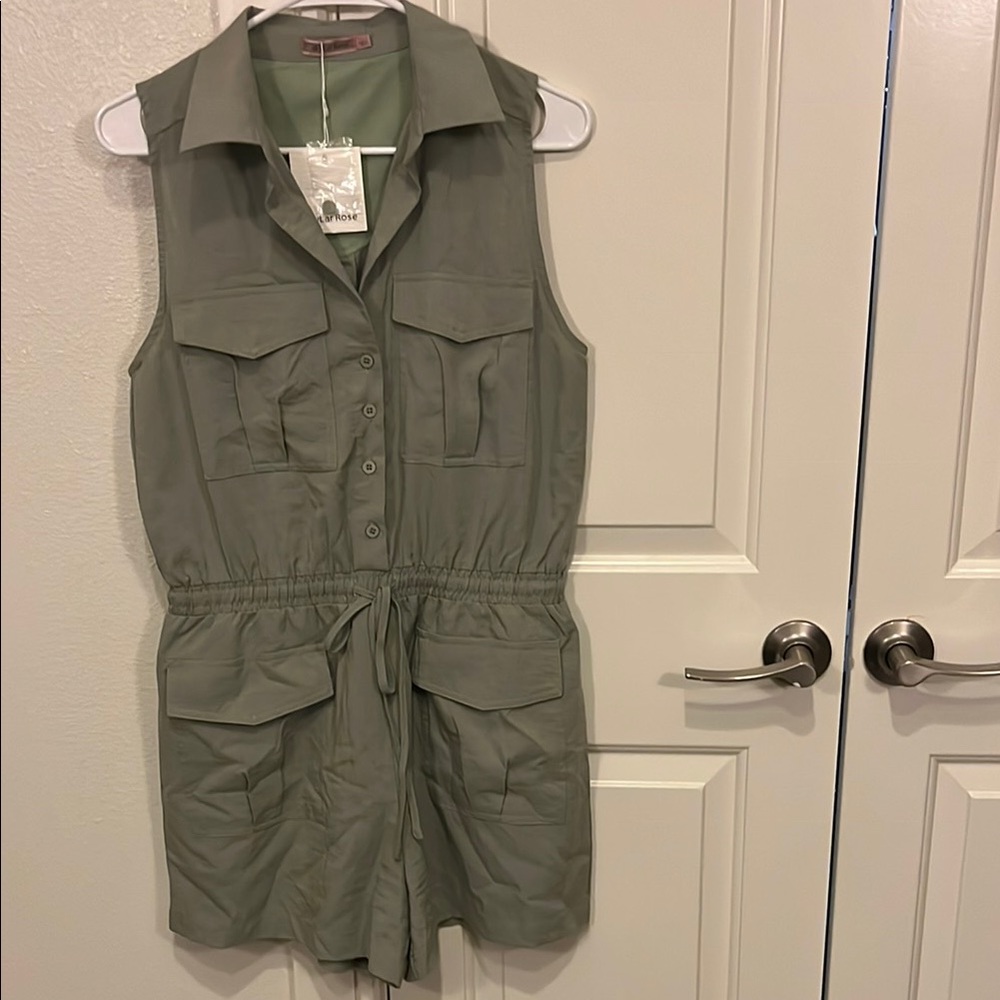 Olive Green Sleeveless Utility Romper